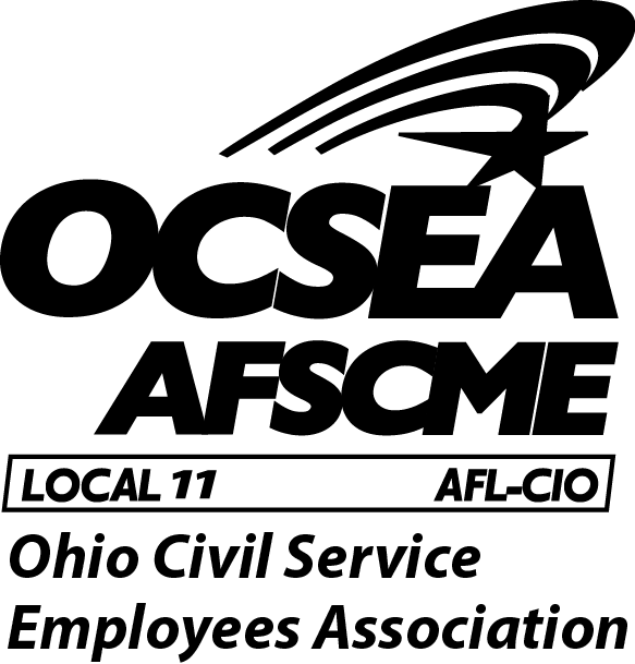 Black and white OCSEA logo